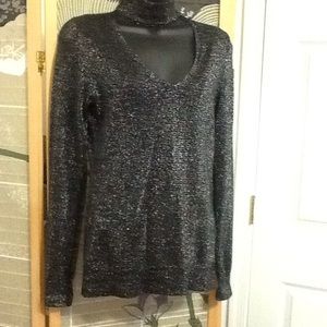 Micheal Kors Metallic Knit Cutout Sweater